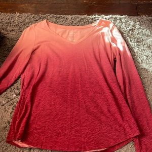 sonoma, long sleeve ombré top, size small